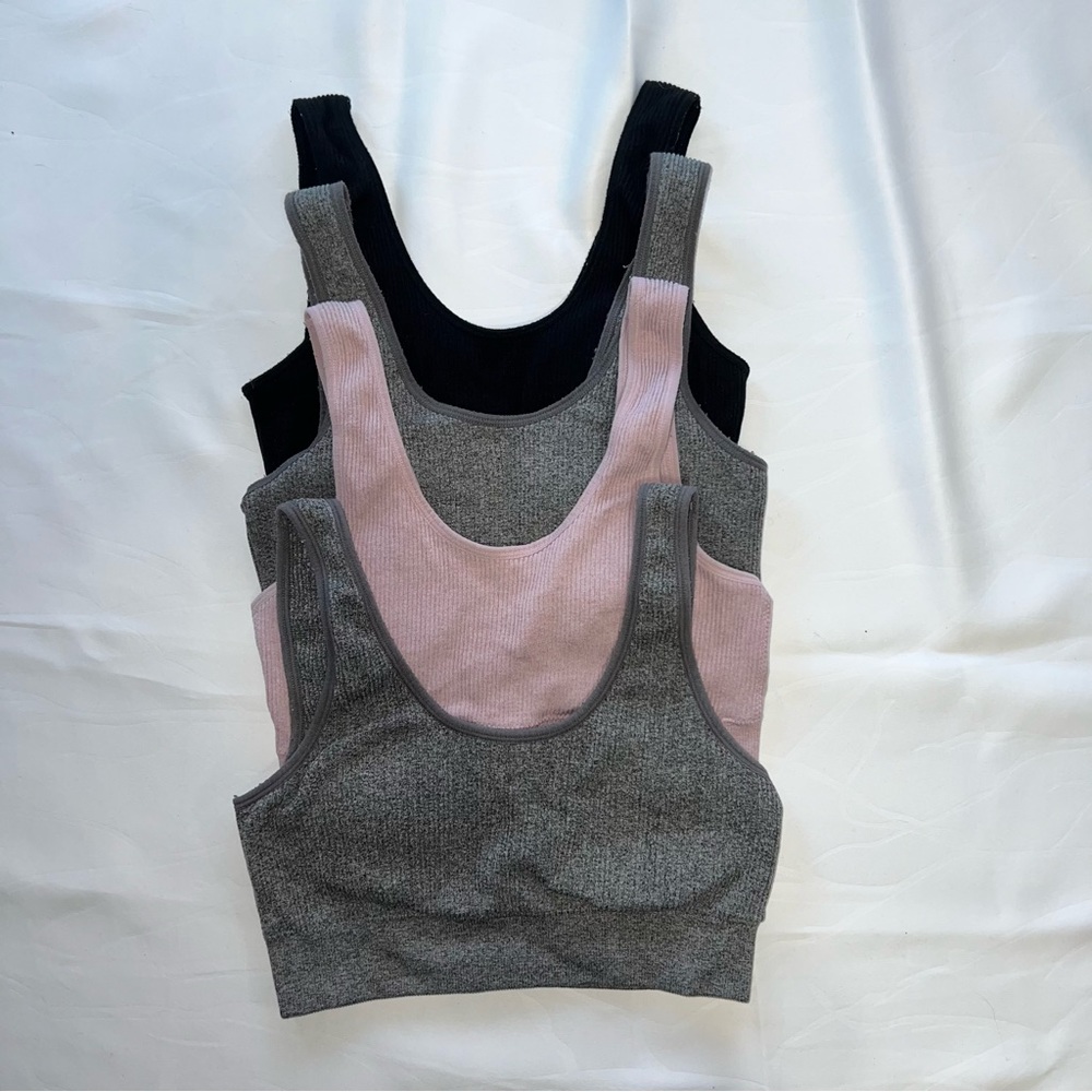 Aerie 4 Pack Bralette Sports Bra American Eagle Black Grey Pink